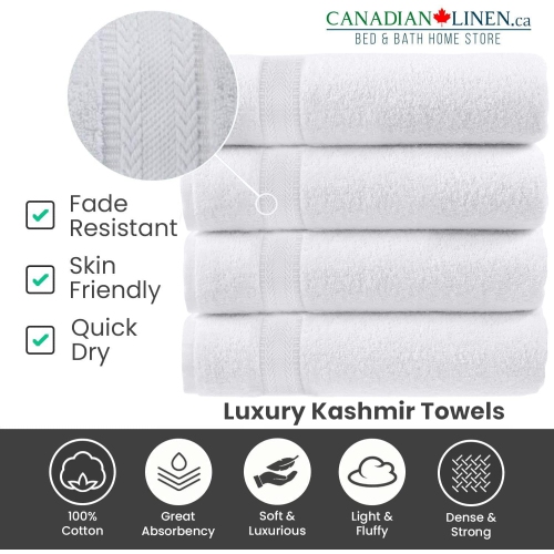 Canadian Linen Luxury Bath Towels, 4 Pack, 27"x54", 680 GSM Large Thick White Bath Towels, Soft Absorbent Quick Dry Body Towels Fade Resistant Gym,