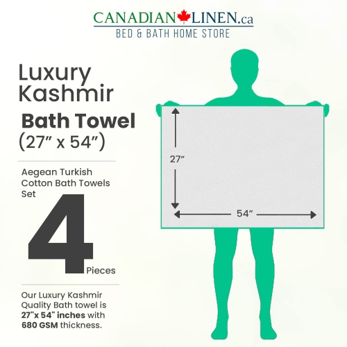 Canadian Linen Luxury Bath Towels, 4 Pack, 27"x54", 680 GSM Large Thick White Bath Towels, Soft Absorbent Quick Dry Body Towels Fade Resistant Gym,