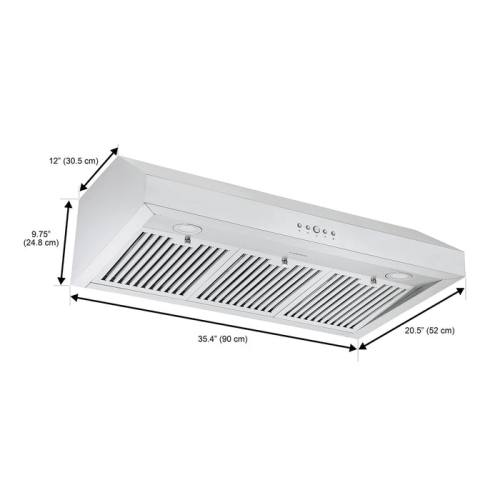 Ancona 36" 440 CFM Ducted Under Cabinet Range Hood in Stainless Steel