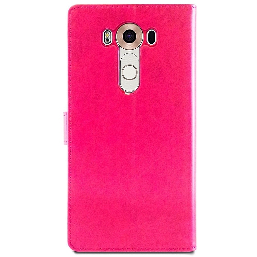 TopSave Goospery Bluemoon Card Slot w/Magnetic Clip Leather Folio Wallet Flip For LG G4, Hot Pink