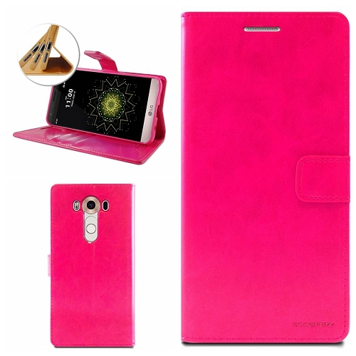 TopSave Goospery Bluemoon Card Slot w/Magnetic Clip Leather Folio Wallet Flip For LG G4, Hot Pink