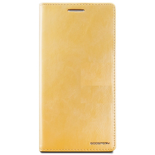 GOOSPERY  Topsave Bluemoon Flip Card Slot Without Magnetic Clip Leather Folio Wallet Flip In Gold