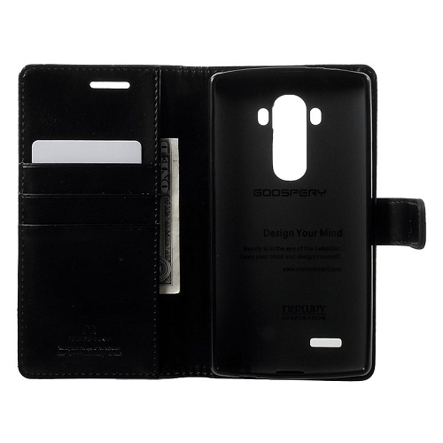TopSave Goospery Bluemoon Card Slot w/Magnetic Clip Leather Folio Wallet Flip for LG G4, Noir