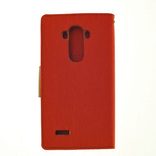 TopSave Goospery CANVAS Card Holder Fabric Folio Wallet Flip Case For LG G4, Orange