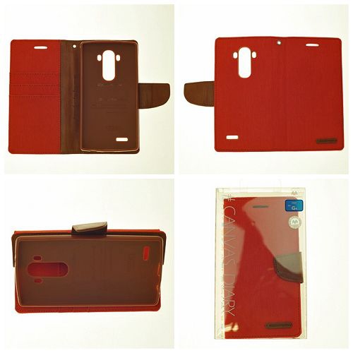 TopSave Goospery CANVAS Card Holder Fabric Folio Wallet Flip Case For LG G4, Orange