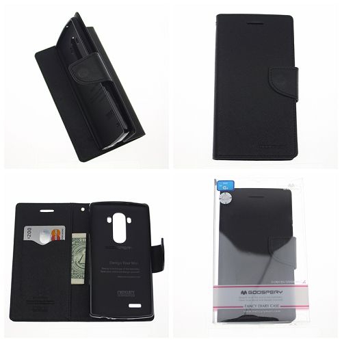 TopSave Goospery Fancy Diary [Type de portefeuille] PU Saffiano Case [ID Card & Cash Slots] w/Stand Cover pour LG G4, Noir
