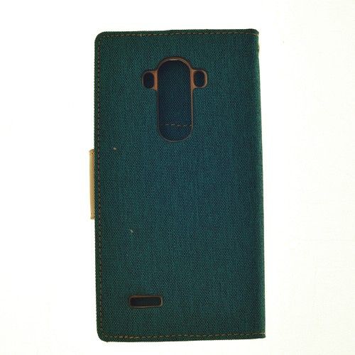 TopSave Goospery CANVAS Card Holder Fabric Folio Wallet Flip Case pour LG G4, Vert