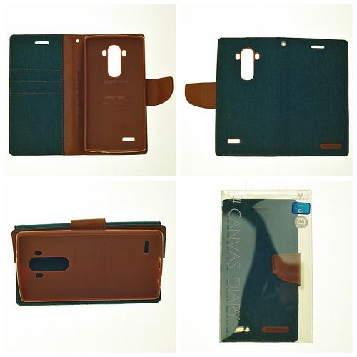 TopSave Goospery CANVAS Card Holder Fabric Folio Wallet Flip Case pour LG G4, Vert