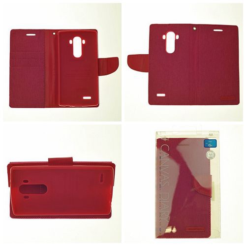 TopSave Goospery CANVAS Card Holder Fabric Folio Wallet Flip Case pour LG G4, Rose