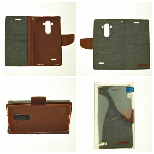 TopSave Goospery CANVAS Card Holder Fabric Folio Wallet Flip Case pour LG G4, Gris