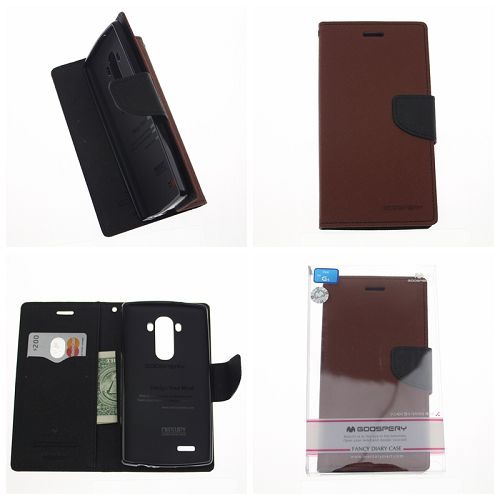 TopSave Goospery Fancy Diary [Type de portefeuille] PU Saffiano Case [ID Card & Cash Slots] w/Stand Cover pour LG G4, Marron