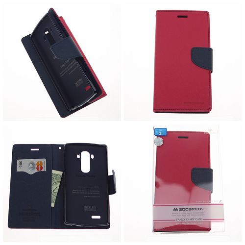 TopSave Goospery Fancy Diary [Type de portefeuille] PU Saffiano Case [ID Card & Cash Slots] w/Stand Cover for LG G4, Hot Pink