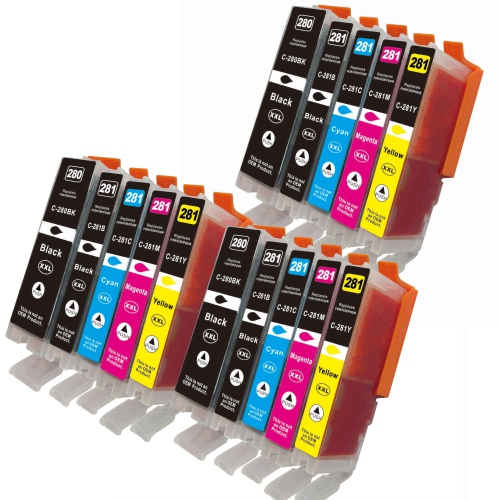 Max Saving - 15 Ink Compatible Ink Cartridge (Extra High Yield) for PGI280,CLI-281, Canon PGI-280XXL,CLI-281XXL, PGI 280 XXL,CLI 281 XXL Ts6120