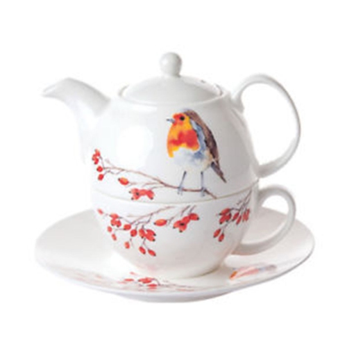 Tea for One Teapot with Tea Cup and Saucer - Robin