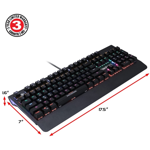 ENHANCE Pathogen 2 Blue Switch Mechanical Gaming Keyboard - with Fast 1ms Response Polling Rate, Integrated Wrist Rest, 26KRO & Anti-Ghosting, 7 LED