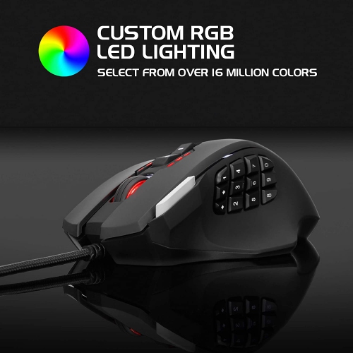 ENHANCE Theorem 2 MMO LED RGB Gaming Mouse with 13 Programmable Side Buttons - with 6 Customizable DPI Settings, 5 Gaming Profiles, Quick Fire
