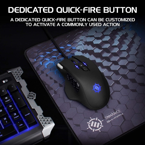 ENHANCE Theorem 2 MMO LED RGB Gaming Mouse with 13 Programmable Side Buttons - with 6 Customizable DPI Settings, 5 Gaming Profiles, Quick Fire