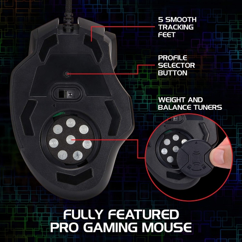 ENHANCE Theorem 2 MMO LED RGB Gaming Mouse with 13 Programmable Side Buttons - with 6 Customizable DPI Settings, 5 Gaming Profiles, Quick Fire