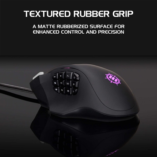 ENHANCE Theorem 2 MMO LED RGB Gaming Mouse with 13 Programmable Side Buttons - with 6 Customizable DPI Settings, 5 Gaming Profiles, Quick Fire