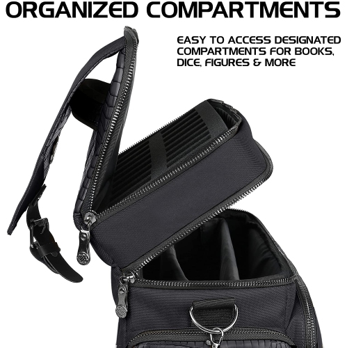 ENHANCE Collector's Edition RPG Adventurer's DND Bag – Sac de voyage extérieur avec coffre miniature de table, support de tapis, poches pour dés,