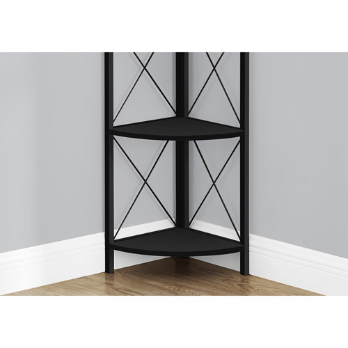 Monarch Specialties 60" 4-Shelf Metal Corner Bookcase - Black
