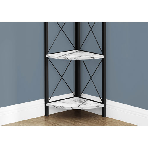 Monarch Specialties 60" 4-Shelf Metal Corner Bookcase - White