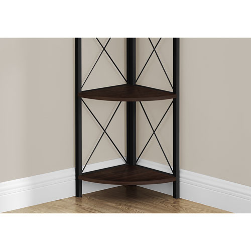 Monarch Specialties 60" 4-Shelf Metal Corner Bookcase - Espresso