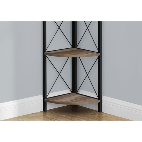 Monarch Specialties 60" 4-Shelf Metal Corner Bookcase - Brown