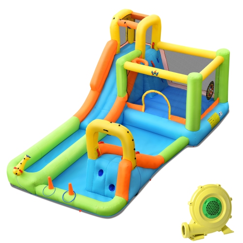 TOPBUY  Inflatable Bounce House Water Park With Double Slides & 950W Blower