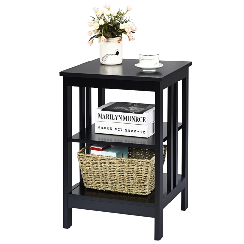 TOPBUY  3-Tier Side Table Nightstand Sofa End Table Storage Display Shelf