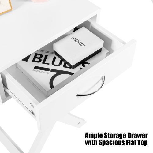 Topbuy Modern Versatile Nightstand X-shape Wooden End Table with Drawer Accent Side Table for Bedroom Black/White