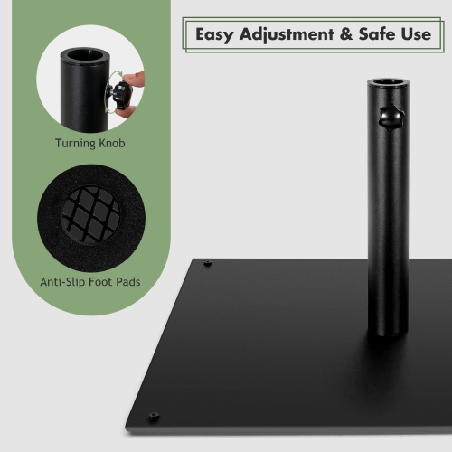 Topbuy 42 LBS Patio Umbrella Base, Heavy Duty 25" Umbrella Stand, Square Umbrella Base w/4 Anti-slip Pads