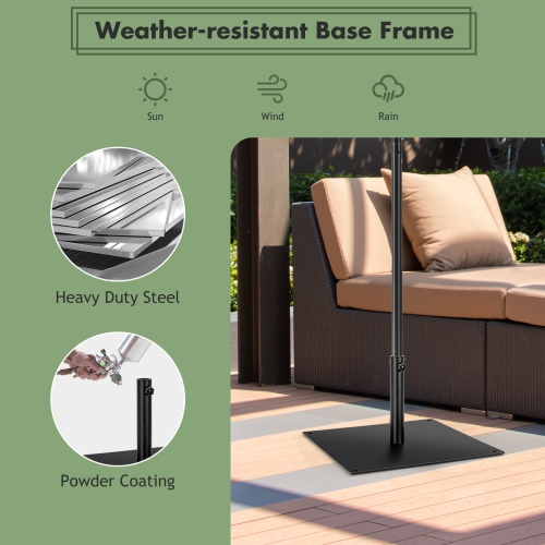Topbuy 42 LBS Patio Umbrella Base, Heavy Duty 25" Umbrella Stand, Square Umbrella Base w/4 Anti-slip Pads