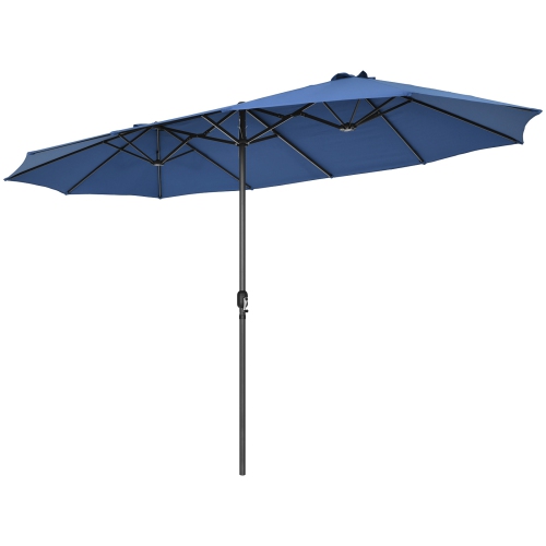 Patiojoy 15FT Double-Sided Twin Patio Umbrella with Base Extra-Large Market Umbrella for Outdoor Beige/Coffee/Wine/Blue/Navy/Orange/Turquoise