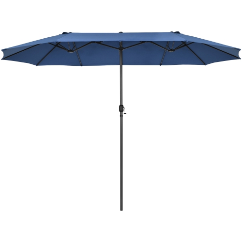 Patiojoy 15FT Double-Sided Twin Patio Umbrella with Base Extra-Large Market Umbrella for Outdoor Beige/Coffee/Wine/Blue/Navy/Orange/Turquoise