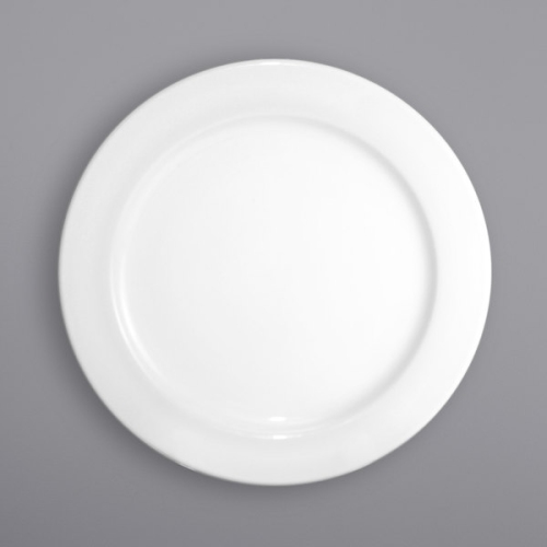 International Tableware DO-9 Dover 9 3/4" Round European White Wide Rim Porcelain Plate - 24/Case
