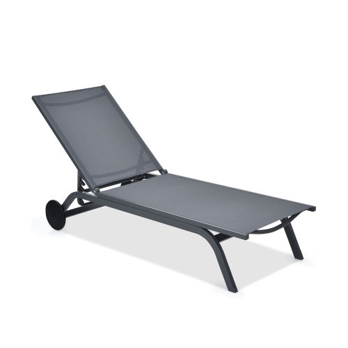 TOPBUY  Outdoor Aluminum Chaise Lounge Recliner Chair With Adjustable Backrest Black/brown/grey