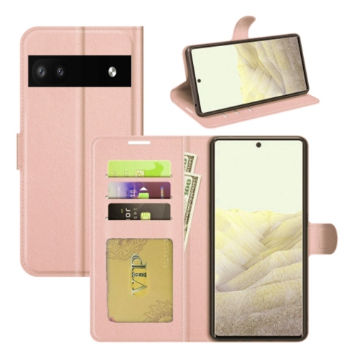 [CS] Google Pixel 6A 5G 2022 Case, Magnetic Leather Folio Wallet Flip Case Cover with Card Slot, Rose Gold