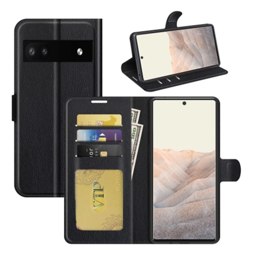 [CS] Google Pixel 6A 5G 2022 Case, Magnetic Leather Folio Wallet Flip Case Cover with Card Slot, Black