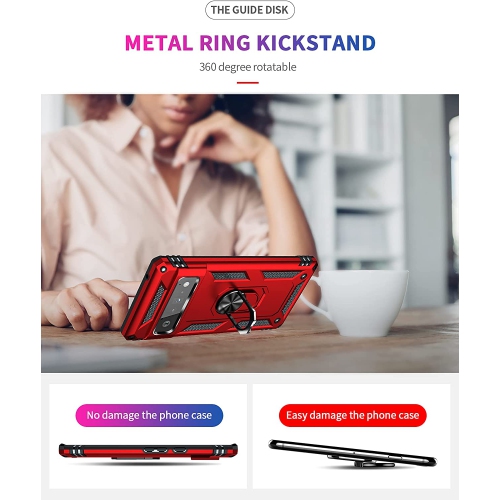 【CSmart】 Anti-Drop Hybrid Magnetic Hard Armor Case with Ring Holder for Google Pixel 6A 5G 2022, Red
