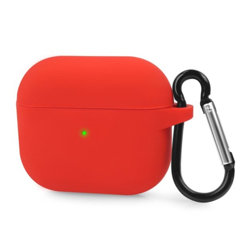 [CS] AirPods Case Silicone Thin Soft Skin Non-Slip Protective Cover with Key Chain for Apple AirPods 3 3rd Gen., Red
