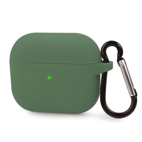 [CS] AirPods Case Silicone Thin Soft Skin Non-Slip Protective Cover with Key Chain for Apple AirPods 3 3rd Gen., Hunter Green