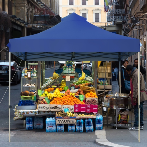 Patiojoy 10'x 10' Pop Up Canopy Tent Easy Set-up Outdoor Tent Commercial Instant Shelter w/ 3 Adjustable Heights Blue/Grey/White
