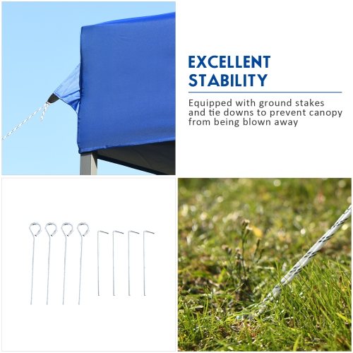 Patiojoy 10'x 10' Pop Up Canopy Tent Easy Set-up Outdoor Tent Commercial Instant Shelter w/ 3 Adjustable Heights Blue/Grey/White