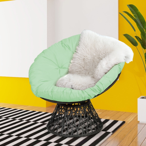 Chaise ergonomique en rotin Papasan de PatioJoy – coussin pivotant 360°, résistant aux intempéries, extérieur/intérieur, rouge/noir/vert