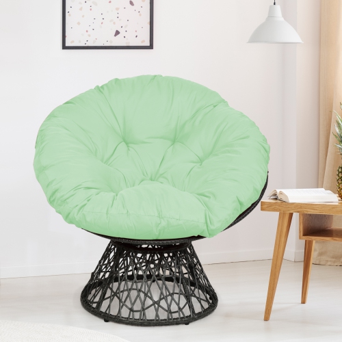 Chaise ergonomique en rotin Papasan de PatioJoy – coussin pivotant 360°, résistant aux intempéries, extérieur/intérieur, rouge/noir/vert