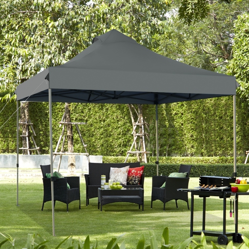 TOPBUY  Patiojoy 10'x 10' Pop Up Canopy Tent Easy Set-Up Outdoor Tent Commercial Instant Shelter W/ 3 Adjustable Heights Blue/grey/white