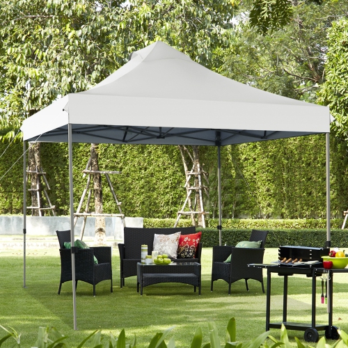 TOPBUY  Patiojoy 10'x 10' Pop Up Canopy Tent Easy Set-Up Outdoor Tent Commercial Instant Shelter W/ 3 Adjustable Heights Blue/grey/white
