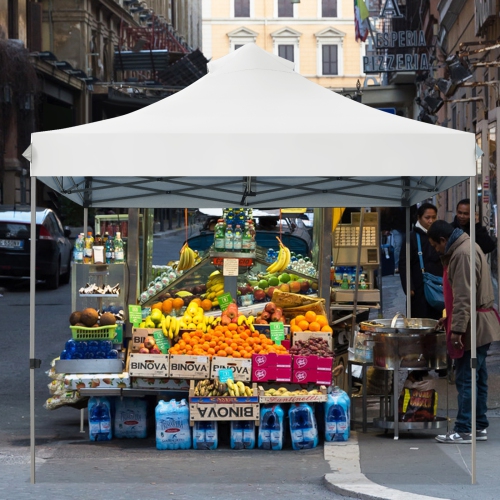 Patiojoy 10'x 10' Pop Up Canopy Tent Easy Set-up Outdoor Tent Commercial Instant Shelter w/ 3 Adjustable Heights Blue/Grey/White