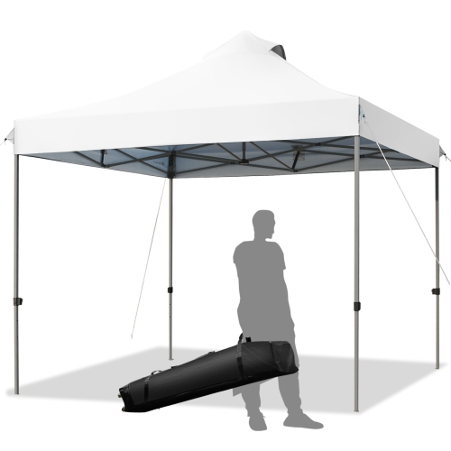 Patiojoy 10'x 10' Pop Up Canopy Tent Easy Set-up Outdoor Tent Commercial Instant Shelter w/ 3 Adjustable Heights Blue/Grey/White